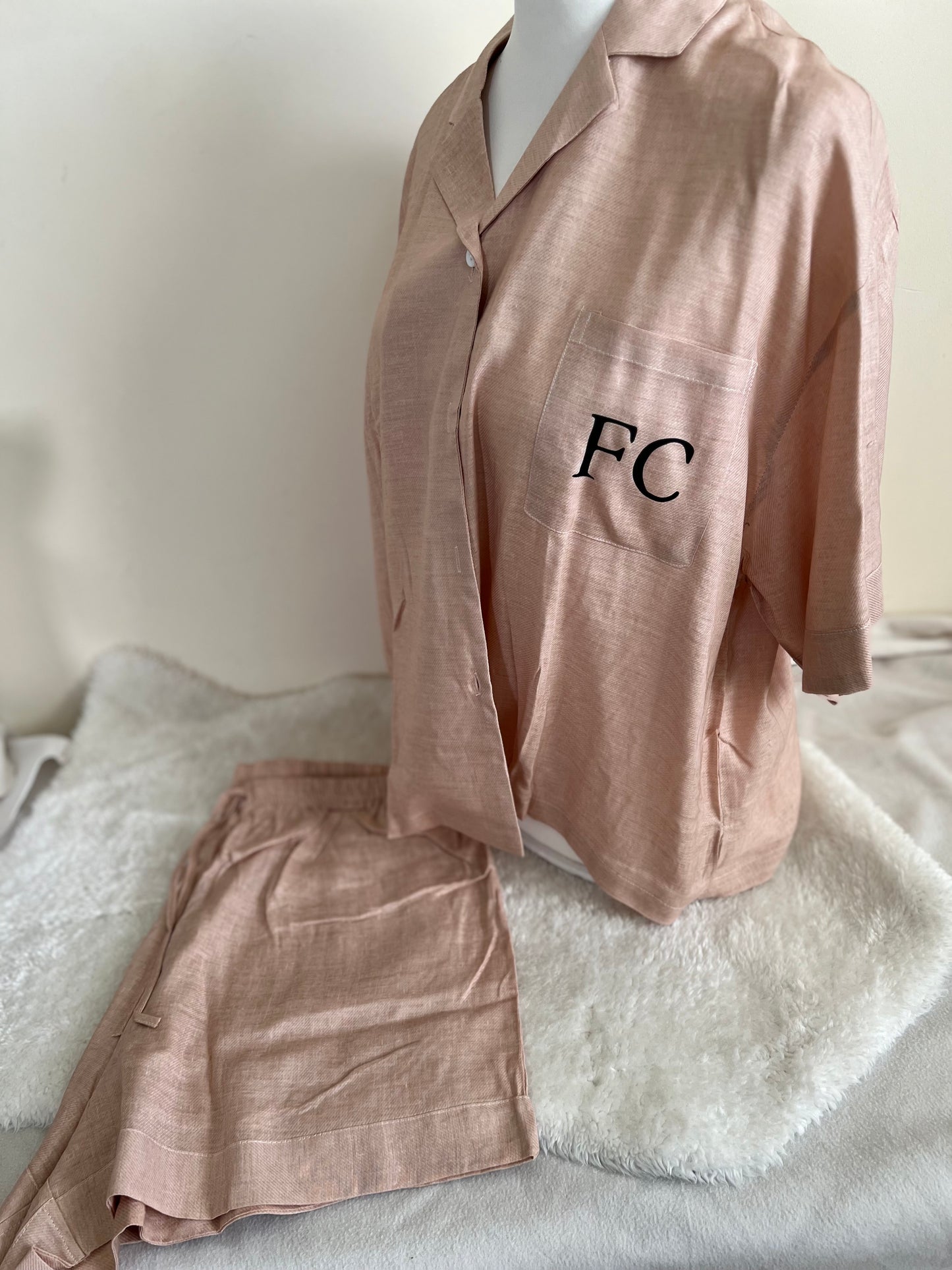 Adult Linen Blend Short PJ Set