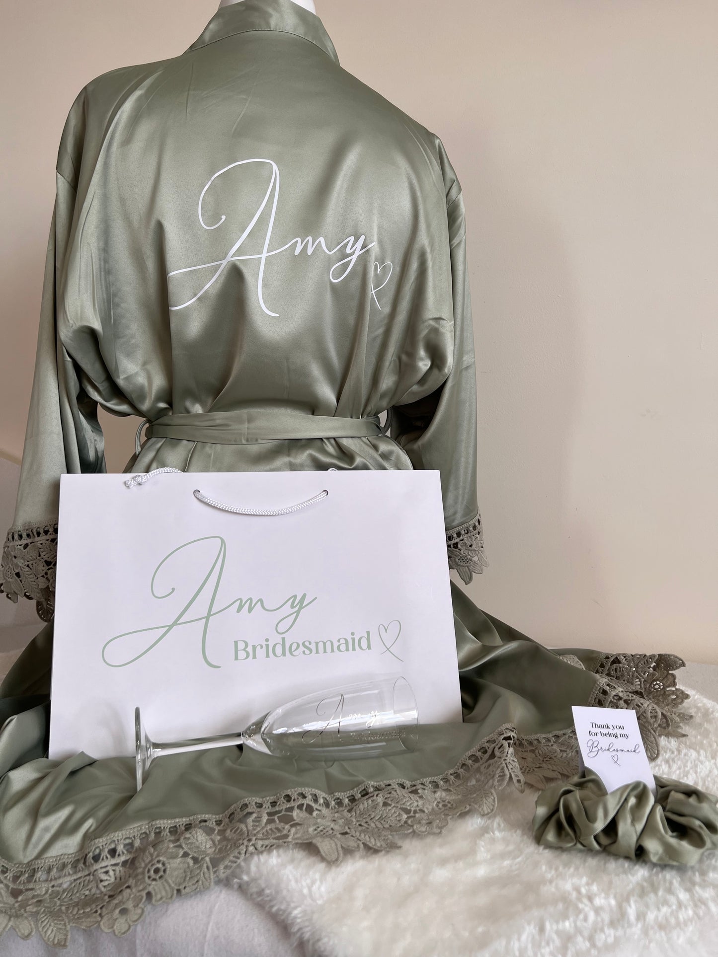 Satin Hair Scrunchies with Personalised Tag