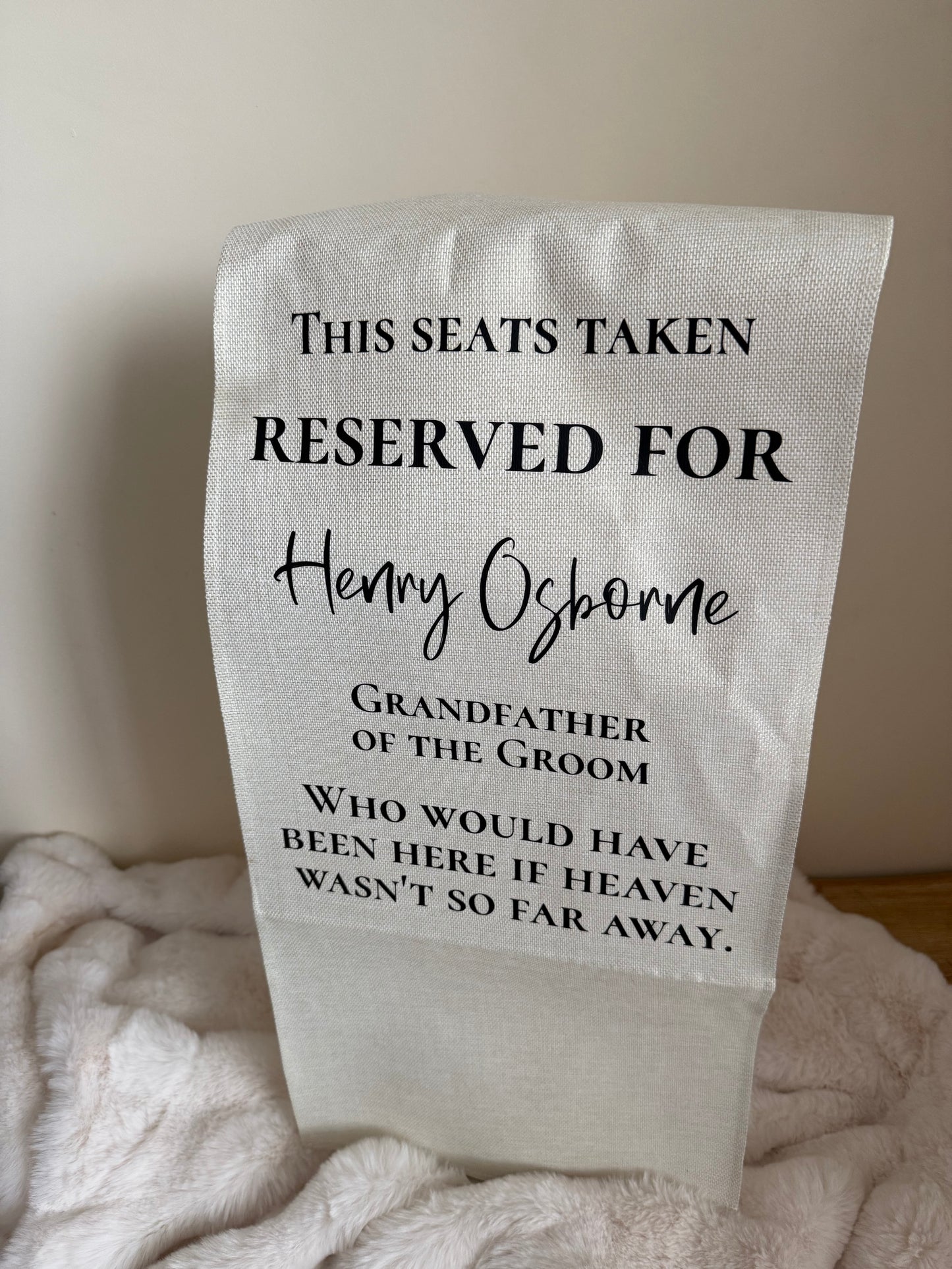 Personalised chair runner - Memorial
