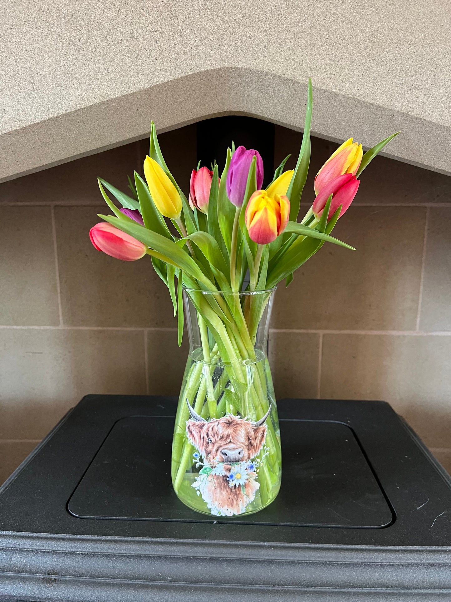 Highland Cow Glass Vase