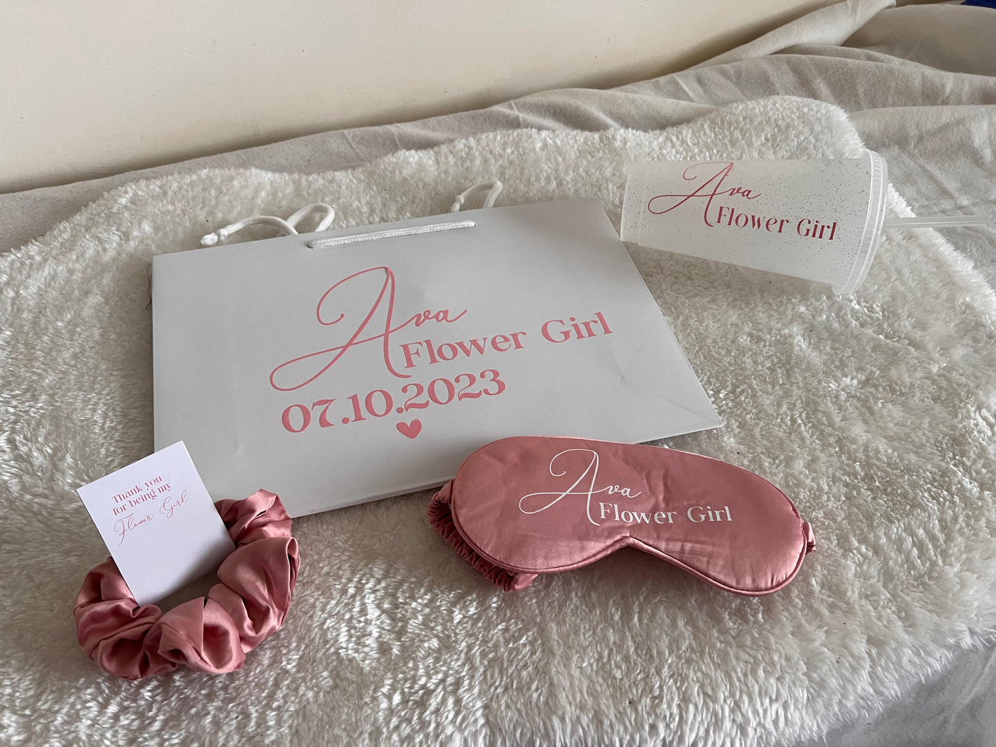 Satin Hair Scrunchies with Personalised Tag