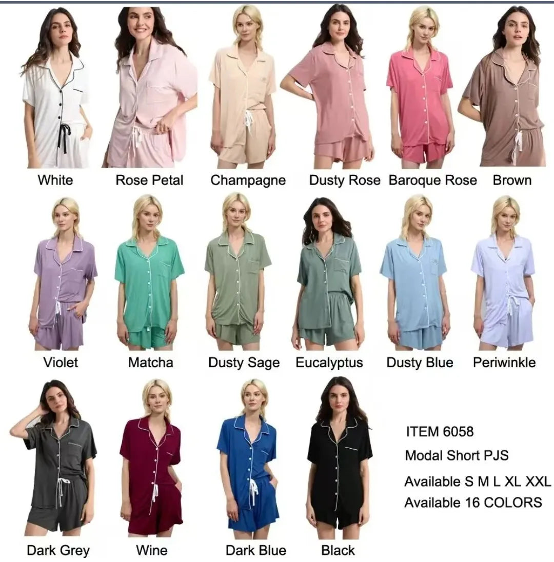 Adult Button Down Modal Short PJ's