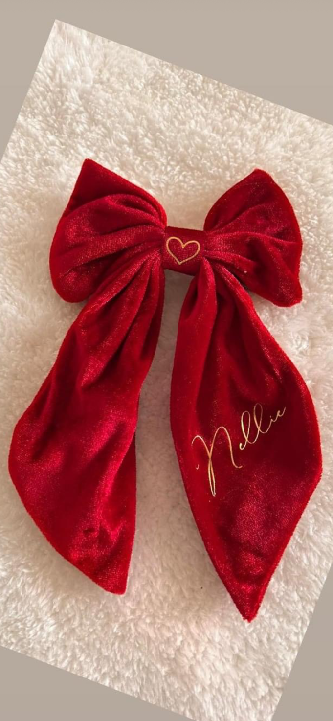 Personalised Velvet Clip Large Hair Bow
