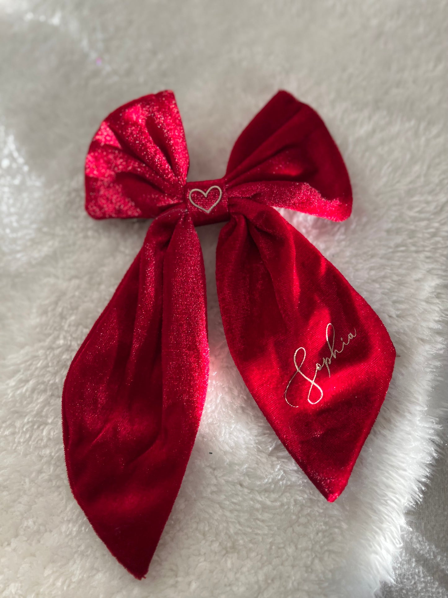 Personalised Velvet Clip Large Hair Bow