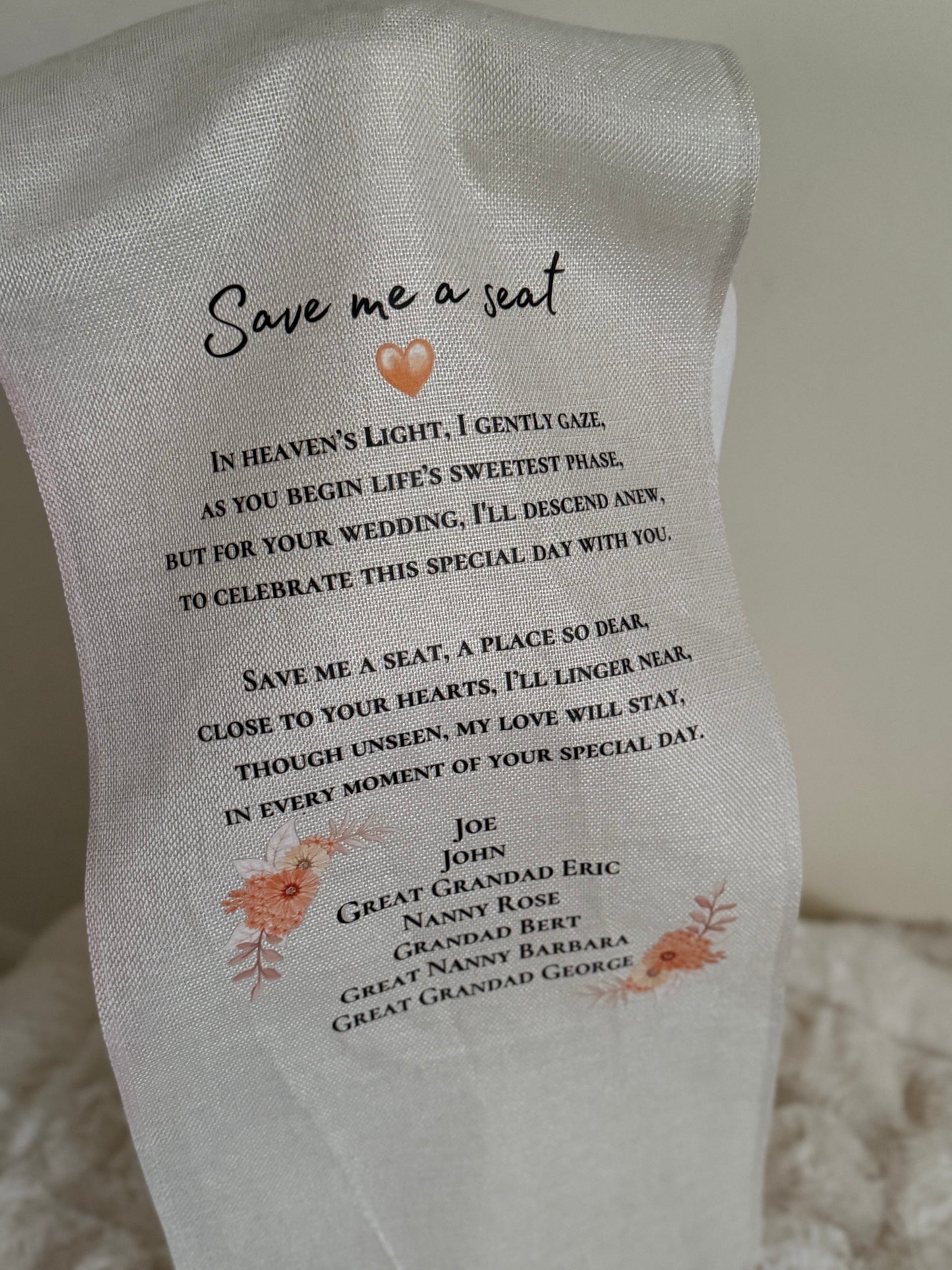 Personalised chair runner - Memorial