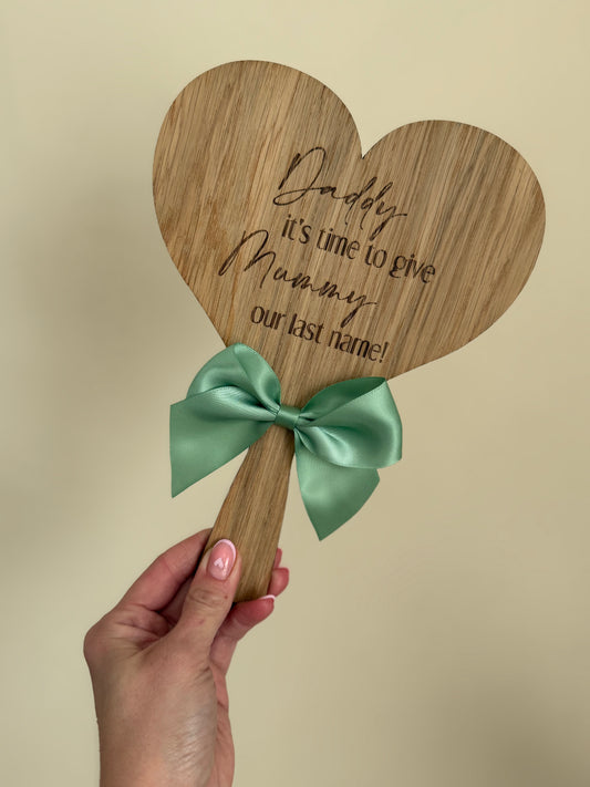 Heart Paddle/Wand Sign with Bow