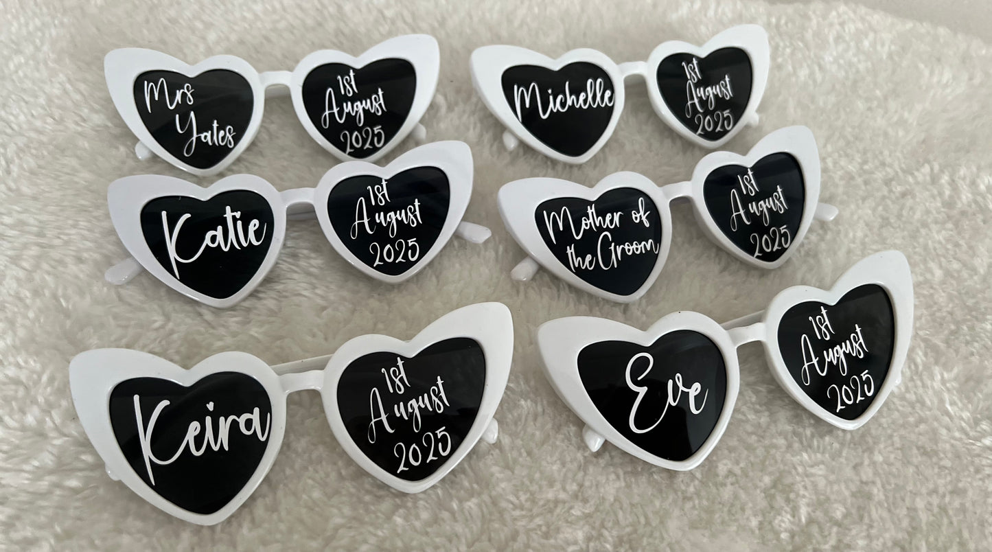 Personalised White or Black Heart Sunglasses