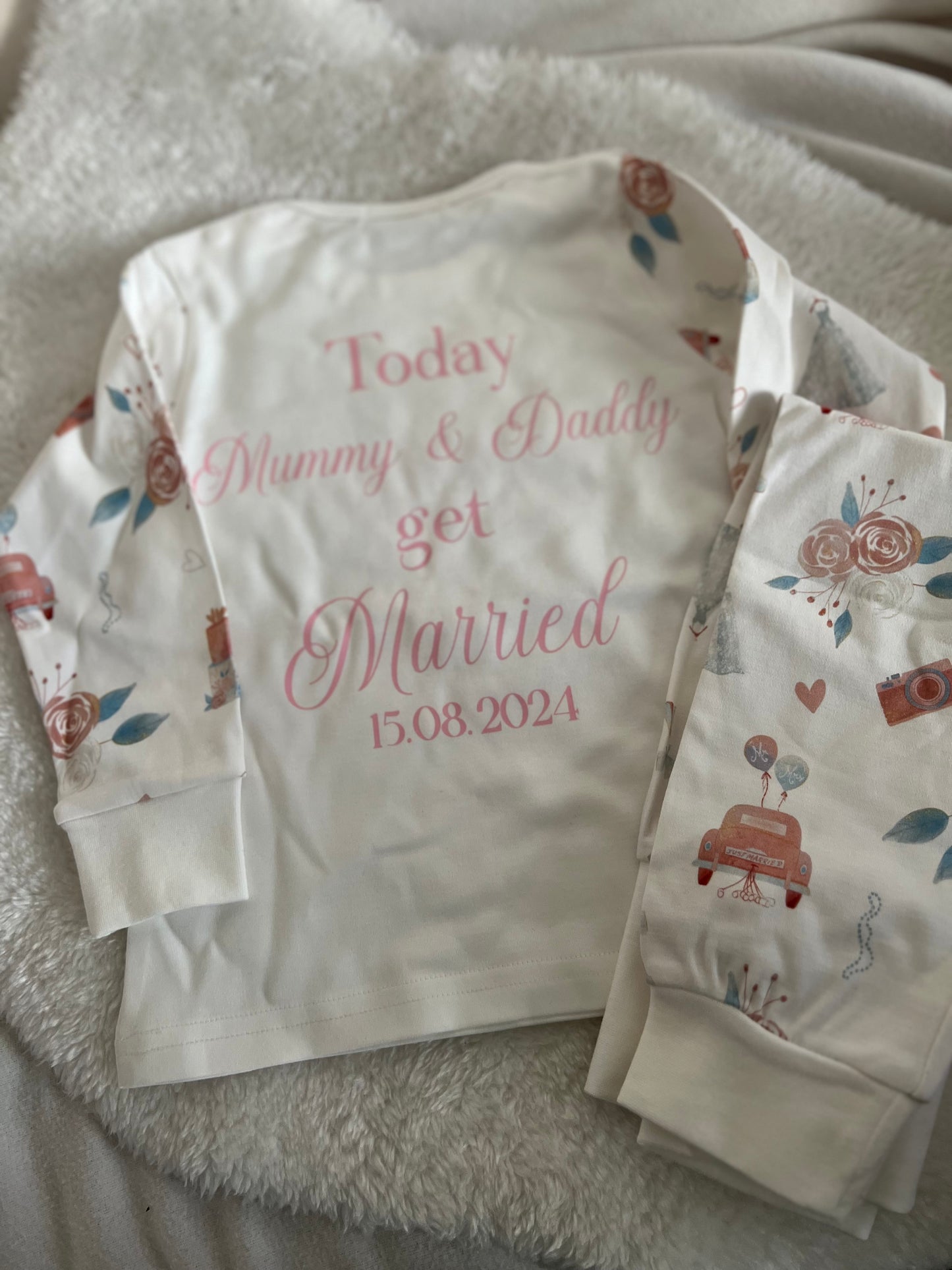 Wedding Print Cotton Kids Pjs Long