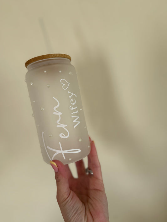 Pearl frosted Libby drinks can/tumbler