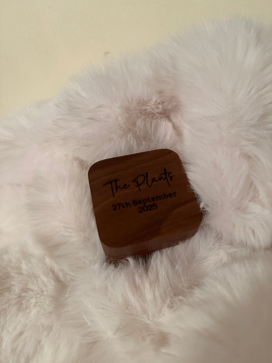 Personalised engraved wooden double ring box