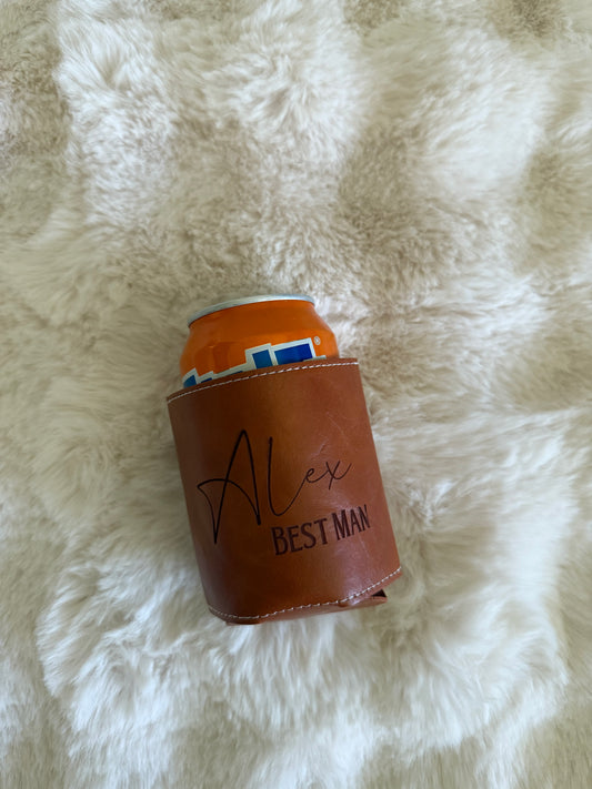 Engraved PU can coosie/cover/sleeve