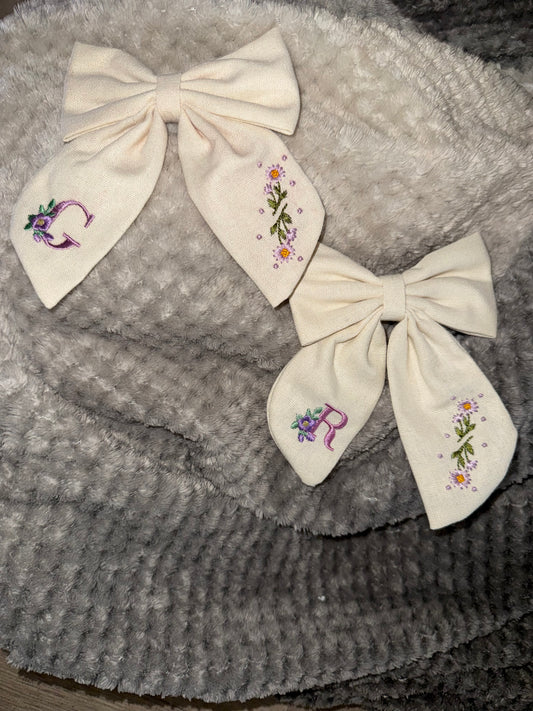Floral Initial Hair Bows