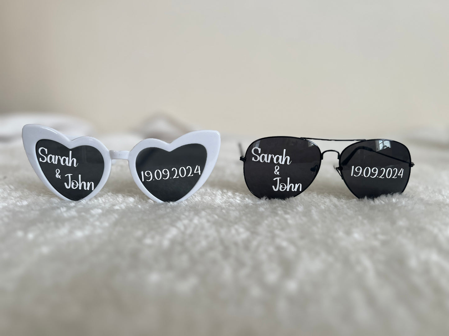 Personalised White or Black Heart Sunglasses