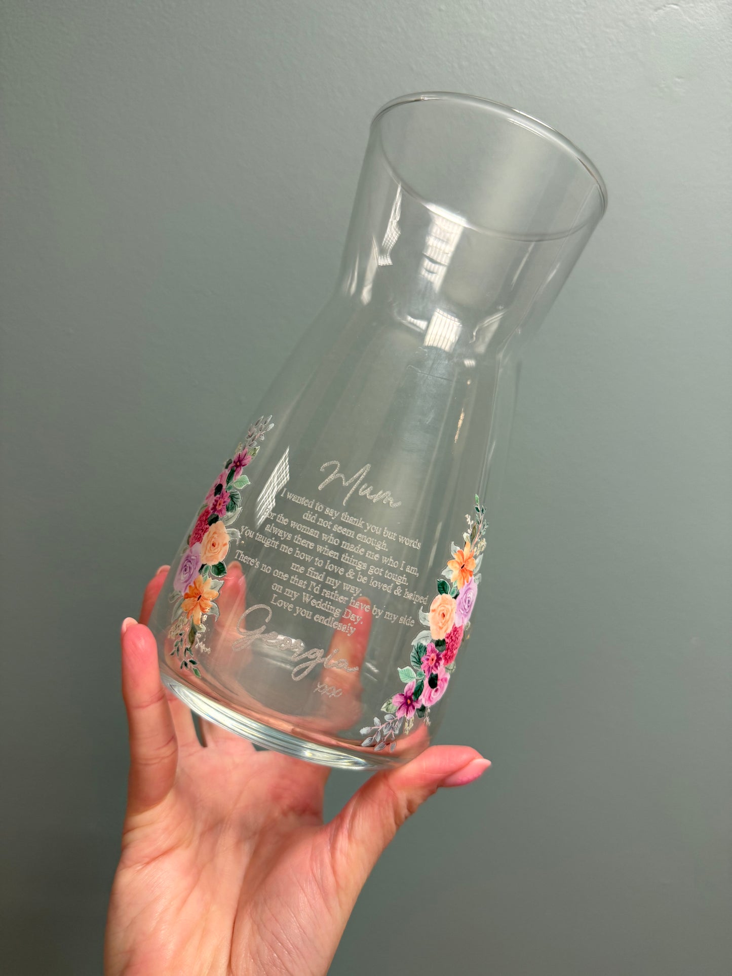 Personalised Engraved Vase- Mother of the Groom/Bride- Thank you Gift/Birthday