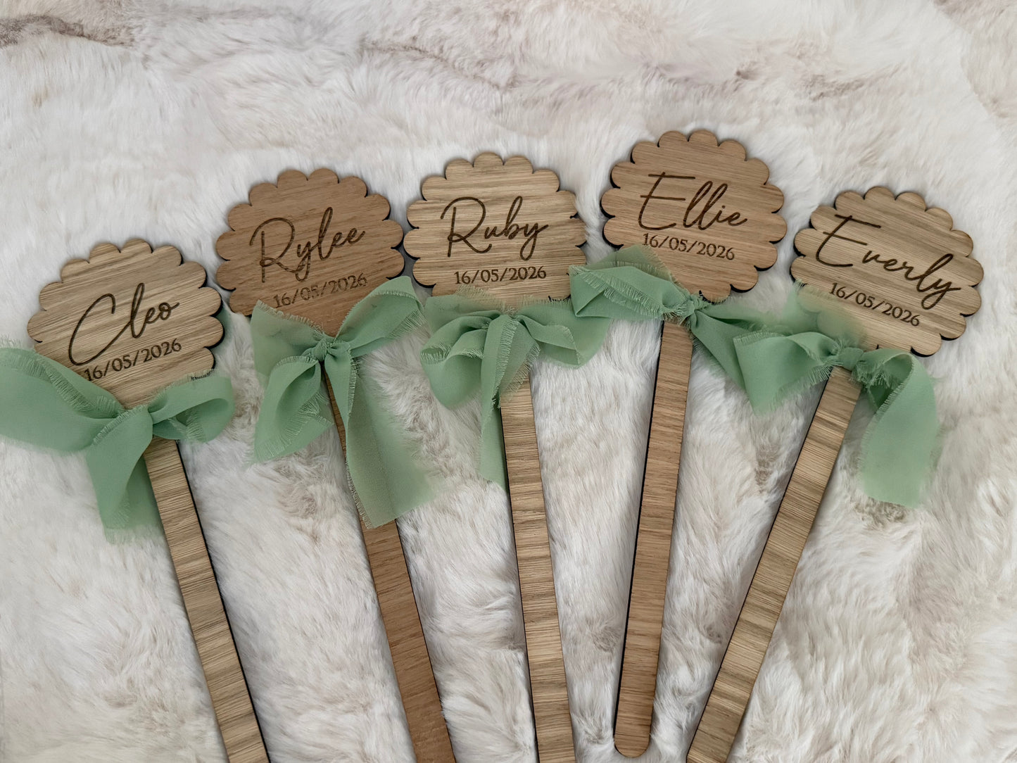 Engraved Wooden Flower Wand