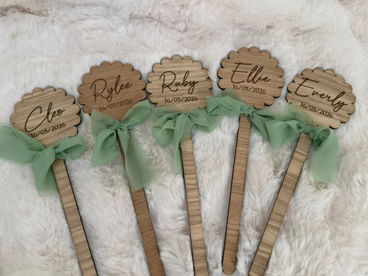 Engraved Wooden Flower Wand