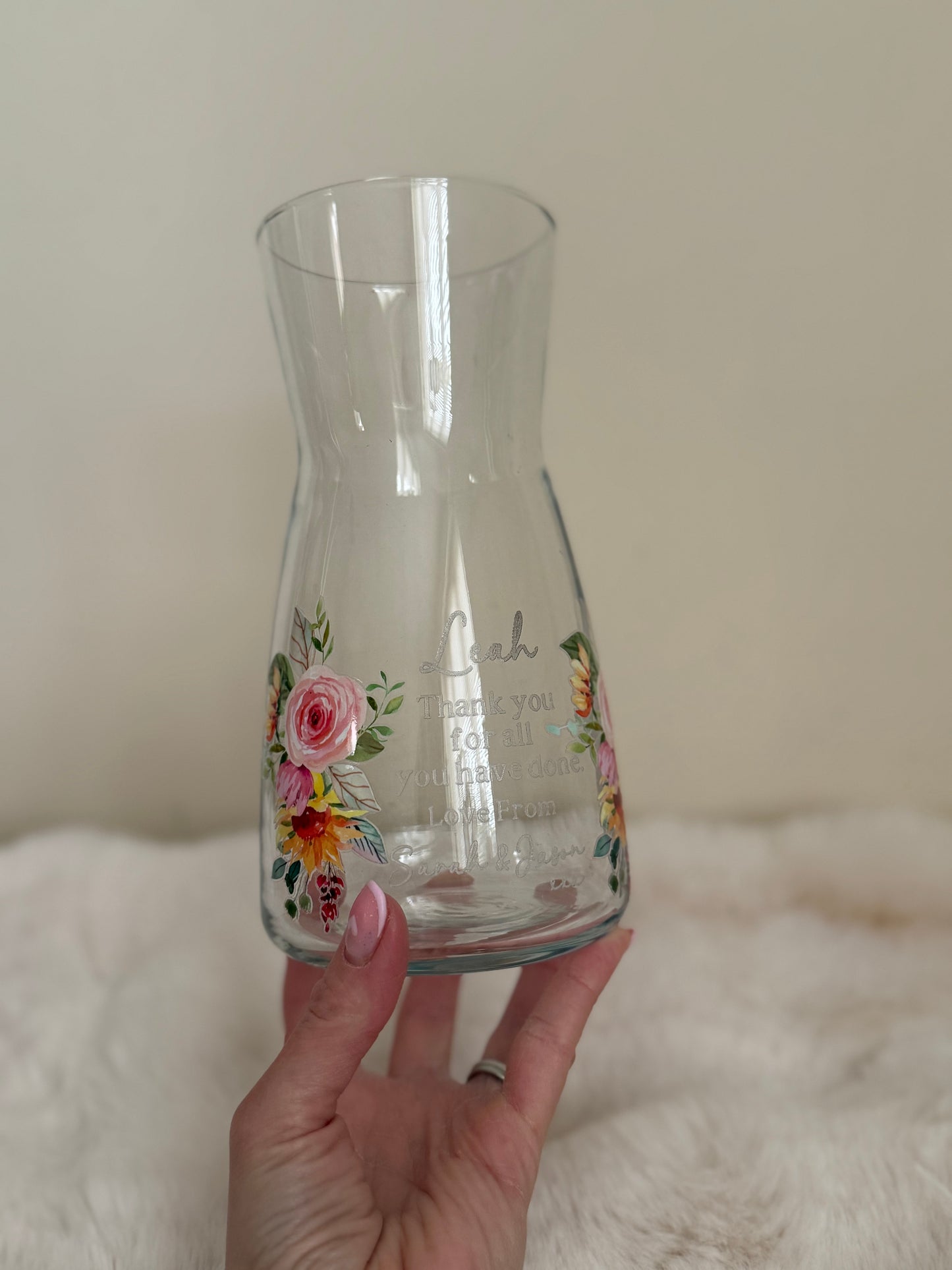 Personalised Engraved Vase- Mother of the Groom/Bride- Thank you Gift/Birthday