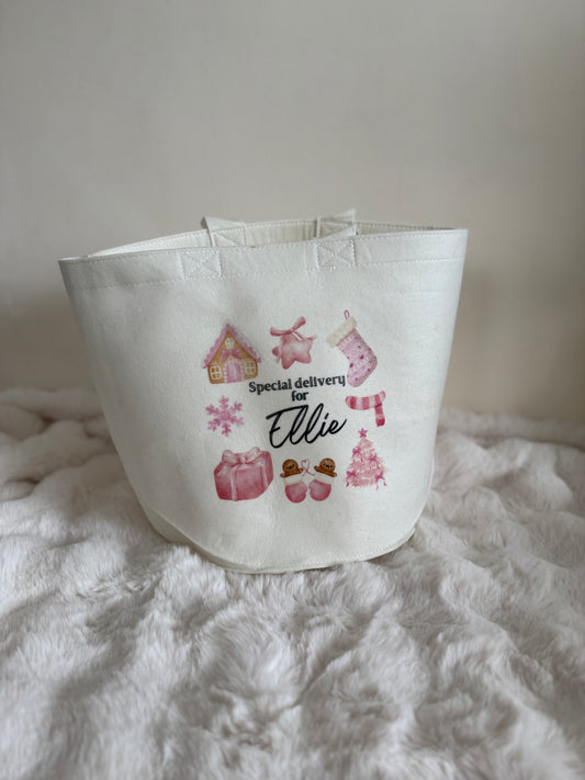 Personalised Felt Christmas Present Basket's/Storage Trug