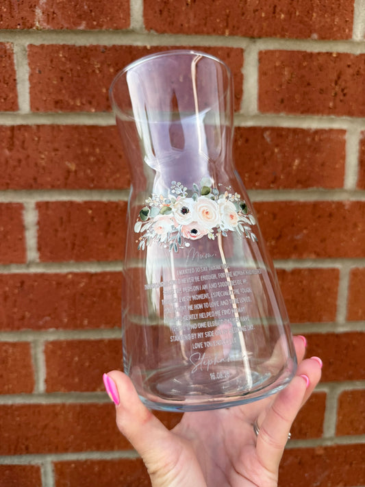 Personalised Engraved Vase- Mother of the Groom/Bride- Thank you Gift/Birthday