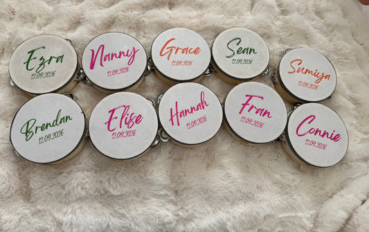 Personalised Tambourines- Wedding Favour/Wedding Breakfast